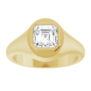 14K Yellow Gold 6.5x6.5 mm Asscher Bezel-Set Ring Mounting – image 5
