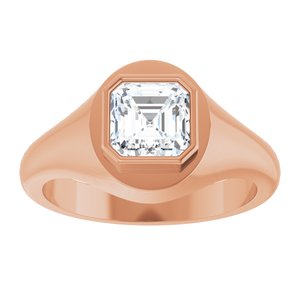 18K Rose Gold 6.5x6.5 mm Asscher Bezel-Set Ring Mounting – image 5