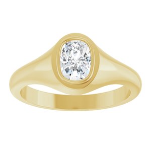 18K Yellow Gold 7x5 mm Elongated Cushion Bezel-Set Ring Mounting – image 5