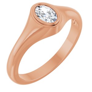 14K Rose Gold 6x4 mm Oval Bezel-Set Ring Mounting