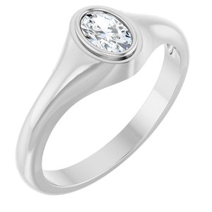 18K White Gold 6x4 mm Oval Bezel-Set Ring Mounting