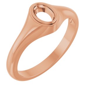 18K Rose Gold 6x4 mm Oval Bezel-Set Ring Mounting – image 2