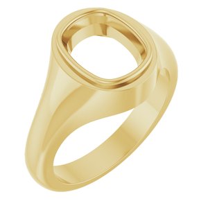14K Yellow Gold 10x8 mm Elongated Cushion Bezel-Set Ring Mounting – image 2