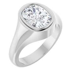 Sterling Silver 10x8 mm Elongated Cushion Bezel-Set Ring Mounting