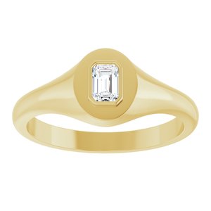 18K Yellow Gold 4.5x3 mm Emerald Bezel-Set Ring Mounting – image 5