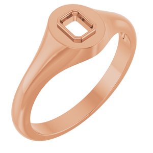 10K Rose Gold 4x3 mm Emerald Bezel-Set Ring Mounting – image 2