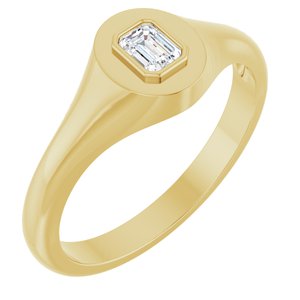 10K Yellow Gold 4x3 mm Emerald Bezel-Set Ring Mounting