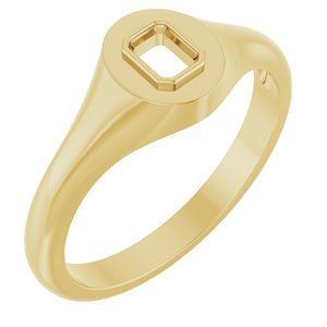 10K Yellow Gold 4x3 mm Emerald Bezel-Set Ring Mounting – image 2