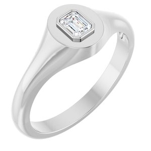 14K X1 White Gold 4x3 mm Emerald Bezel-Set Ring Mounting
