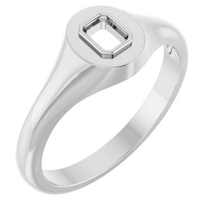 14K White Gold 4x3 mm Emerald Bezel-Set Ring Mounting – image 2