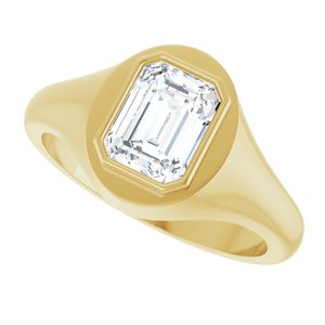14K Yellow Gold 8x6 mm Emerald Bezel-Set Ring Mounting – image 8