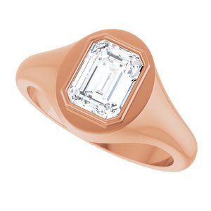 14K Rose Gold 8x6 mm Emerald Bezel-Set Ring Mounting – image 8