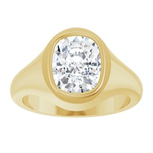 14K Yellow Gold 10x8 mm Elongated Cushion Bezel-Set Ring Mounting – image 5