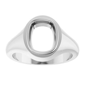 10K White Gold 10x8 mm Elongated Cushion Bezel-Set Ring Mounting – image 6