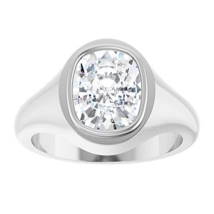 14K X1 White Gold 10x8 mm Elongated Cushion Bezel-Set Ring Mounting – image 5