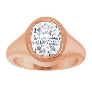 10K Rose Gold 10x8 mm Elongated Cushion Bezel-Set Ring Mounting – image 5