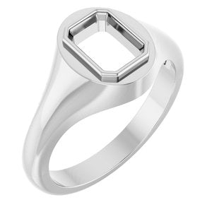 Continuum Sterling Silver 7.5x5.5 mm Emerald Bezel-Set Ring Mounting – image 2