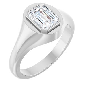 14K X1 White Gold 7.5x5.5 mm Emerald Bezel-Set Ring Mounting