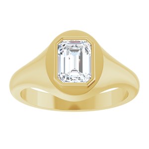 14K Yellow Gold 7.5x5.5 mm Emerald Bezel-Set Ring Mounting – image 5