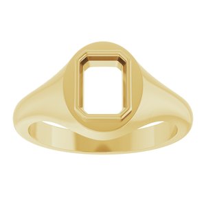 14K Yellow Gold 7.5x5.5 mm Emerald Bezel-Set Ring Mounting – image 6