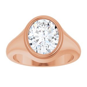 10K Rose Gold 11x9 mm Oval Bezel-Set Ring Mounting – image 5