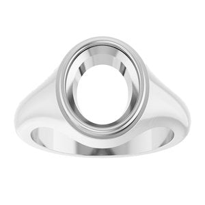 10K White Gold 11x9 mm Oval Bezel-Set Ring Mounting – image 6