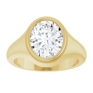 14K Yellow Gold 11x9 mm Oval Bezel-Set Ring Mounting – image 5