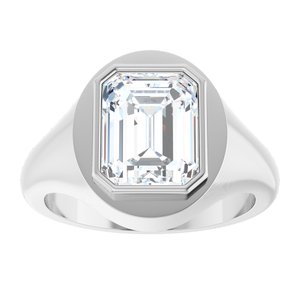 14K White Gold 10x8 mm Emerald Bezel-Set Ring Mounting – image 5