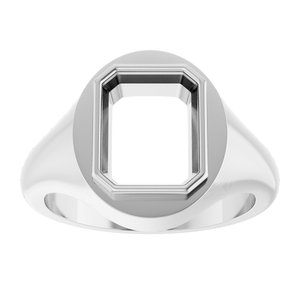 Platinum 10x8 mm Emerald Bezel-Set Ring Mounting – image 6