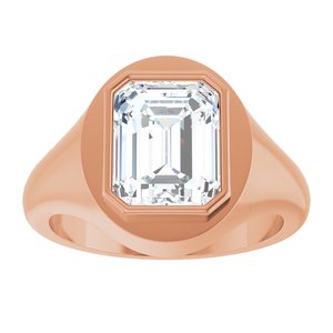 14K Rose Gold 10x8 mm Emerald Bezel-Set Ring Mounting – image 5