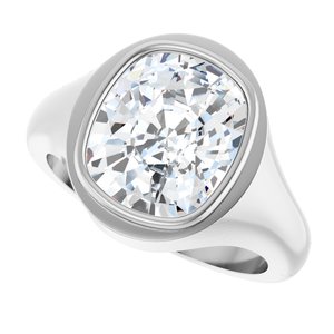 14K White Gold 12x10 mm Elongated Cushion Bezel-Set Ring Mounting – image 8