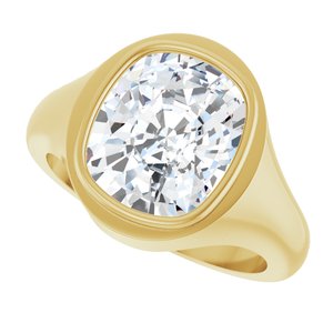 18K Yellow Gold 12x10 mm Elongated Cushion Bezel-Set Ring Mounting – image 8