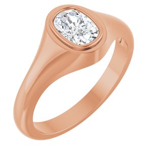 10K Rose Gold 7x5 mm Elongated Cushion Bezel-Set Ring Mounting