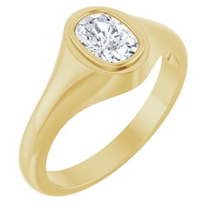 18K Yellow Gold 7x5 mm Elongated Cushion Bezel-Set Ring Mounting