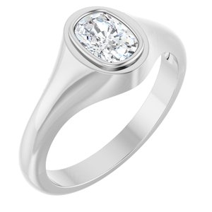 Sterling Silver 7x5 mm Elongated Cushion Bezel-Set Ring Mounting