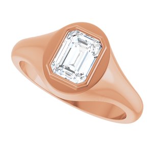 10K Rose Gold 7.5x5.5 mm Emerald Bezel-Set Ring Mounting – image 8