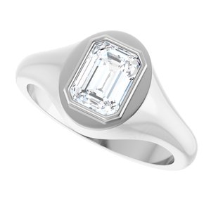 10K White Gold 7.5x5.5 mm Emerald Bezel-Set Ring Mounting – image 8