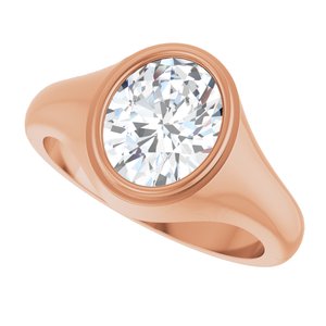 10K Rose Gold 10x8 mm Oval Bezel-Set Ring Mounting – image 8