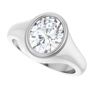 14K X1 White Gold 10x8 mm Oval Bezel-Set Ring Mounting – image 8
