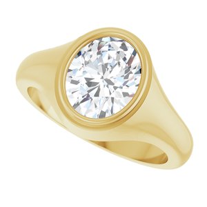 10K Yellow Gold 10x8 mm Oval Bezel-Set Ring Mounting – image 8