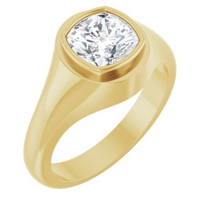 14K Yellow Gold 7.5x7.5 mm Cushion Bezel-Set Ring Mounting