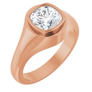 18K Rose Gold 7.5x7.5 mm Cushion Bezel-Set Ring Mounting