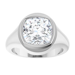 14K X1 White Gold 10x10 mm Cushion Bezel-Set Ring Mounting – image 5