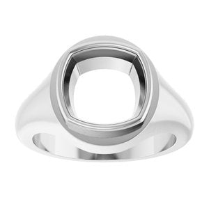 Platinum 10x10 mm Cushion Bezel-Set Ring Mounting – image 6