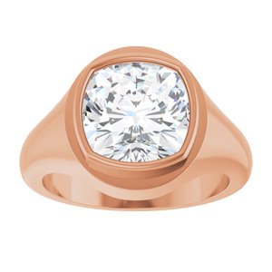 10K Rose Gold 10x10 mm Cushion Bezel-Set Ring Mounting – image 5