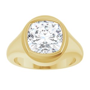 10K Yellow Gold 10x10 mm Cushion Bezel-Set Ring Mounting – image 5