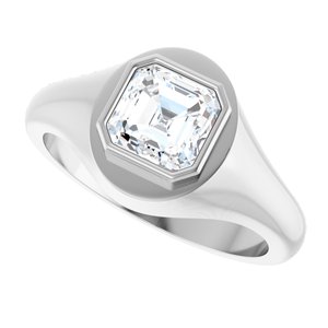 10K White Gold 6.5x6.5 mm Asscher Bezel-Set Ring Mounting – image 8