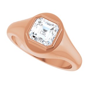 10K Rose Gold 6.5x6.5 mm Asscher Bezel-Set Ring Mounting – image 8