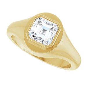 14K Yellow Gold 6.5x6.5 mm Asscher Bezel-Set Ring Mounting – image 8