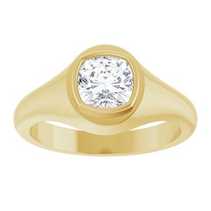 18K Yellow Gold 6.5x6.5 mm Cushion Bezel-Set Ring Mounting – image 5